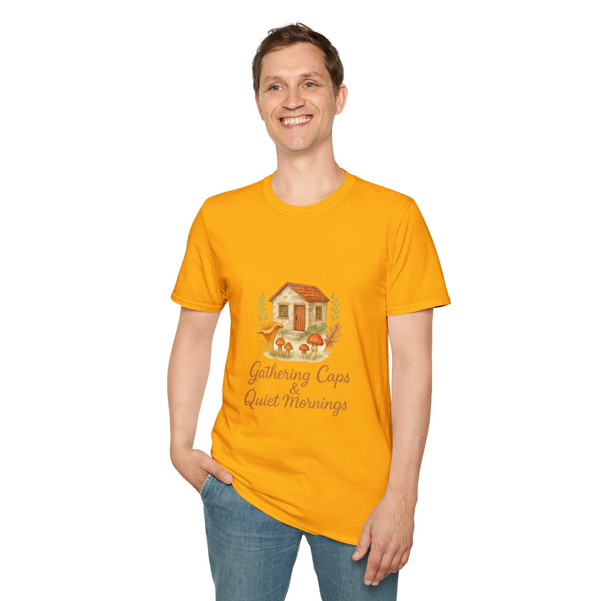 Cozy Cottage Graphic T-Shirt — 'Gathering Days, Quiet Mornings' - Trending Now - October 2026