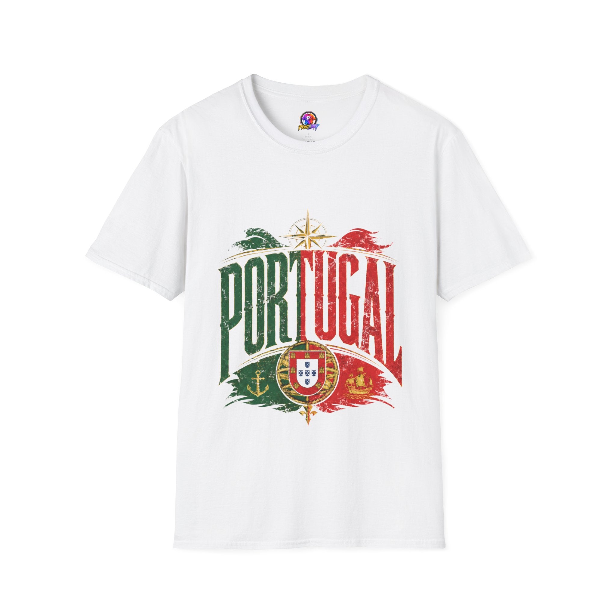 Portugal Vintage Compass T-Shirt — Retro Portuguese Flag Travel Tee