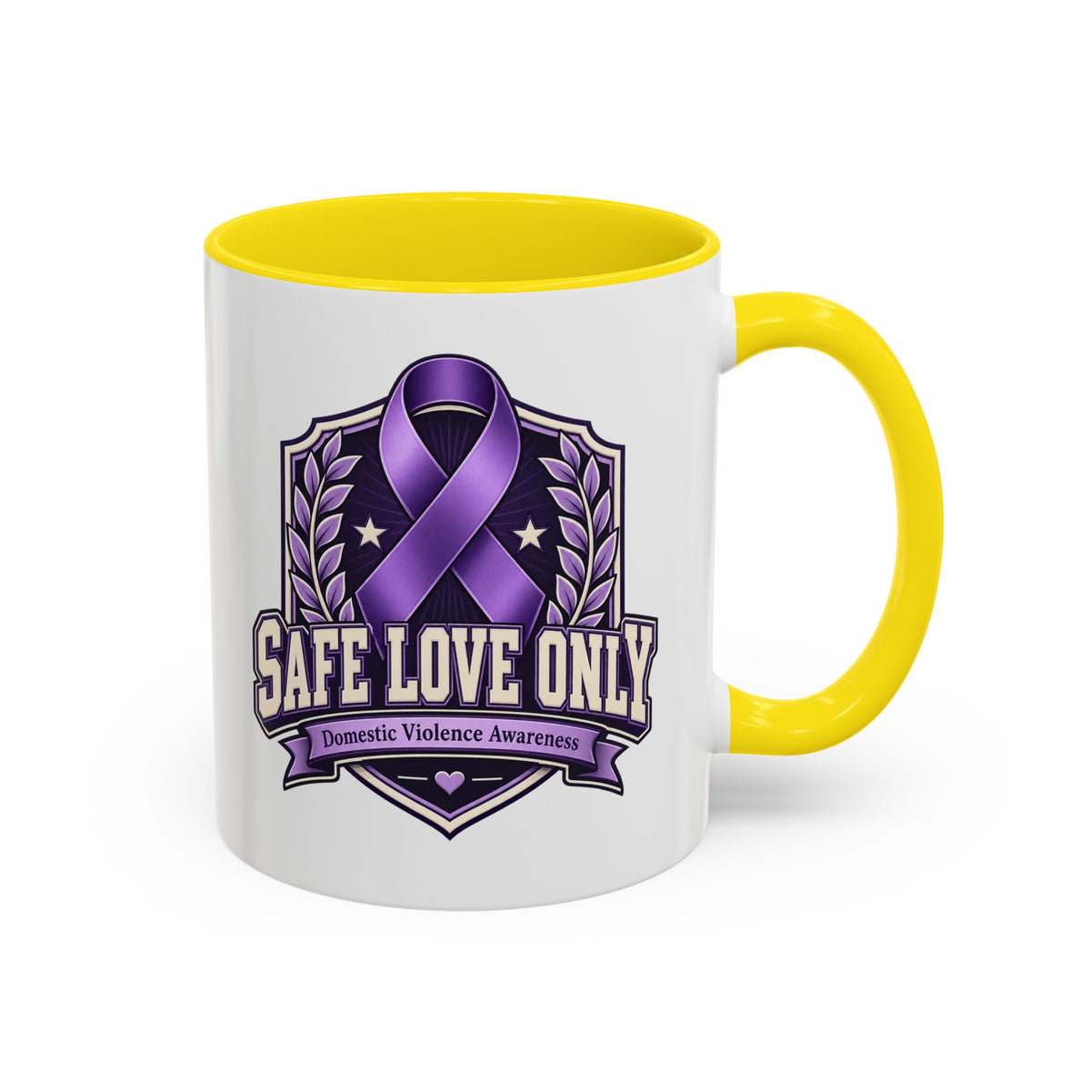 Coffee Mug — "Safe Love Only" Domestic Violence Awareness (Purple Ribbon)