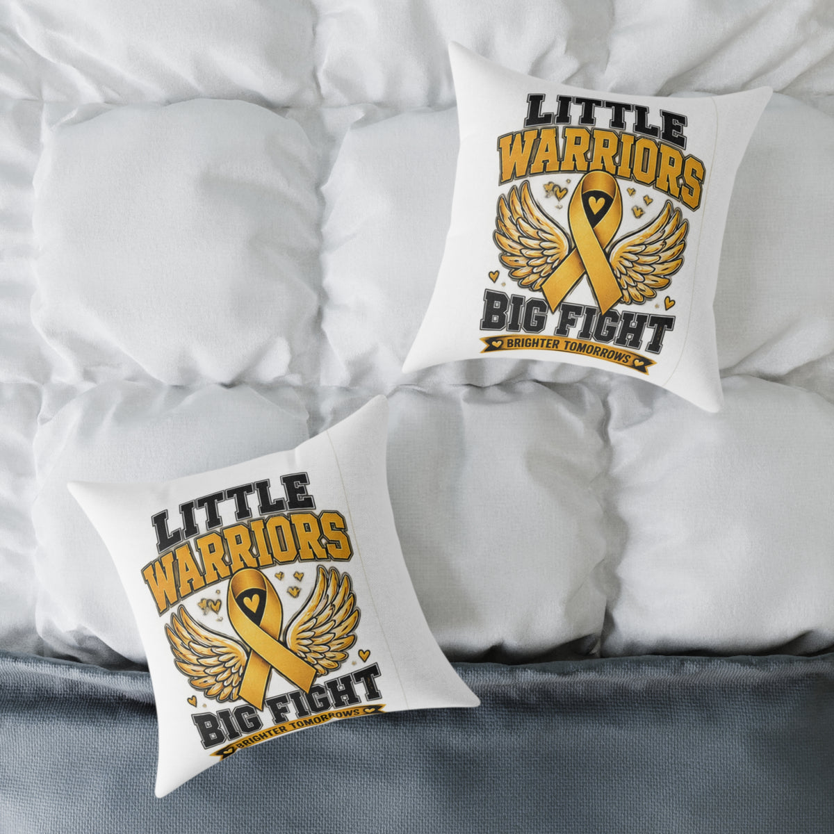 Child Cancer Awareness Pillow – "Little Warriors Big Fight" Square Throw Pillow
