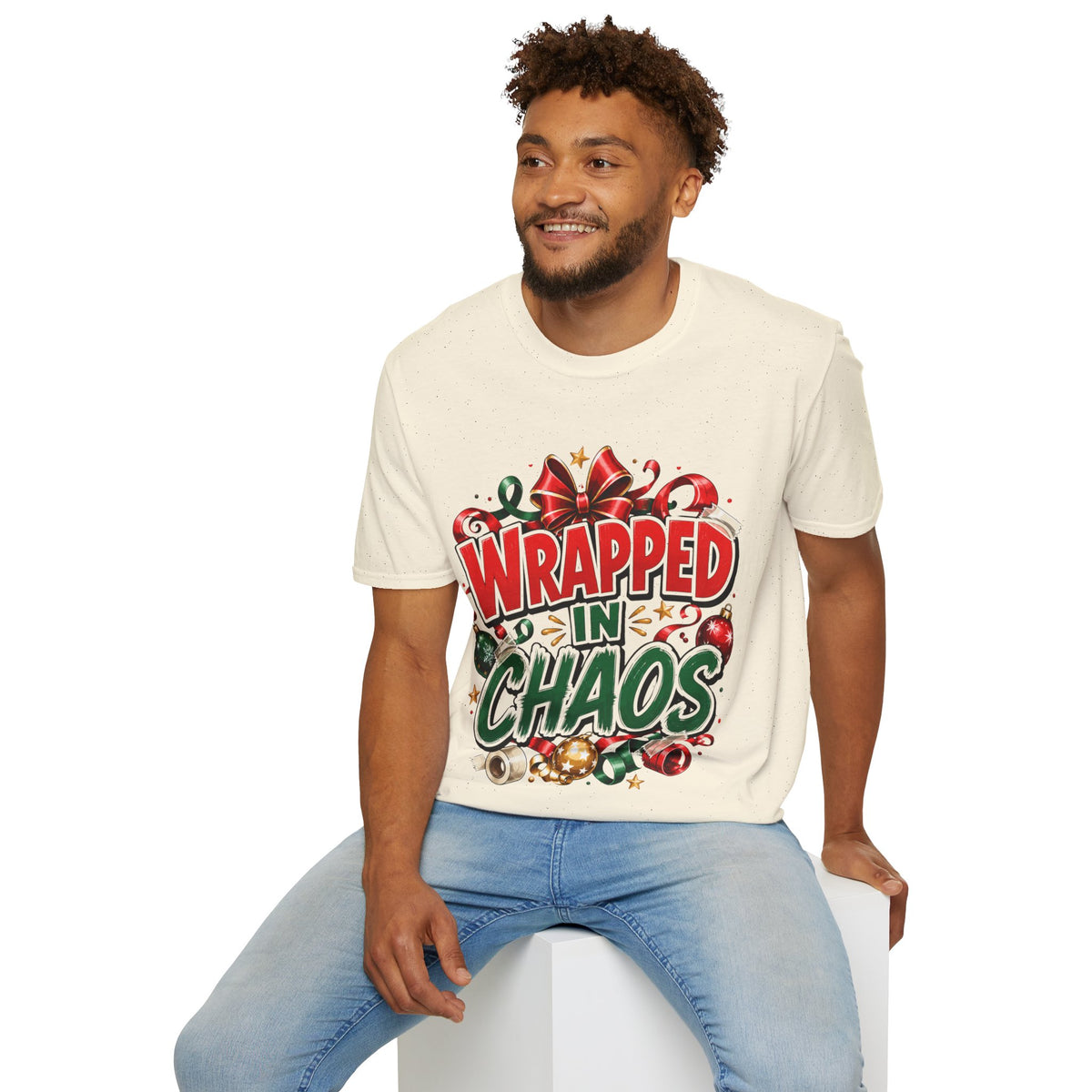 T-Shirt — "Wrapped in Chaos" Holiday Graphic Tee