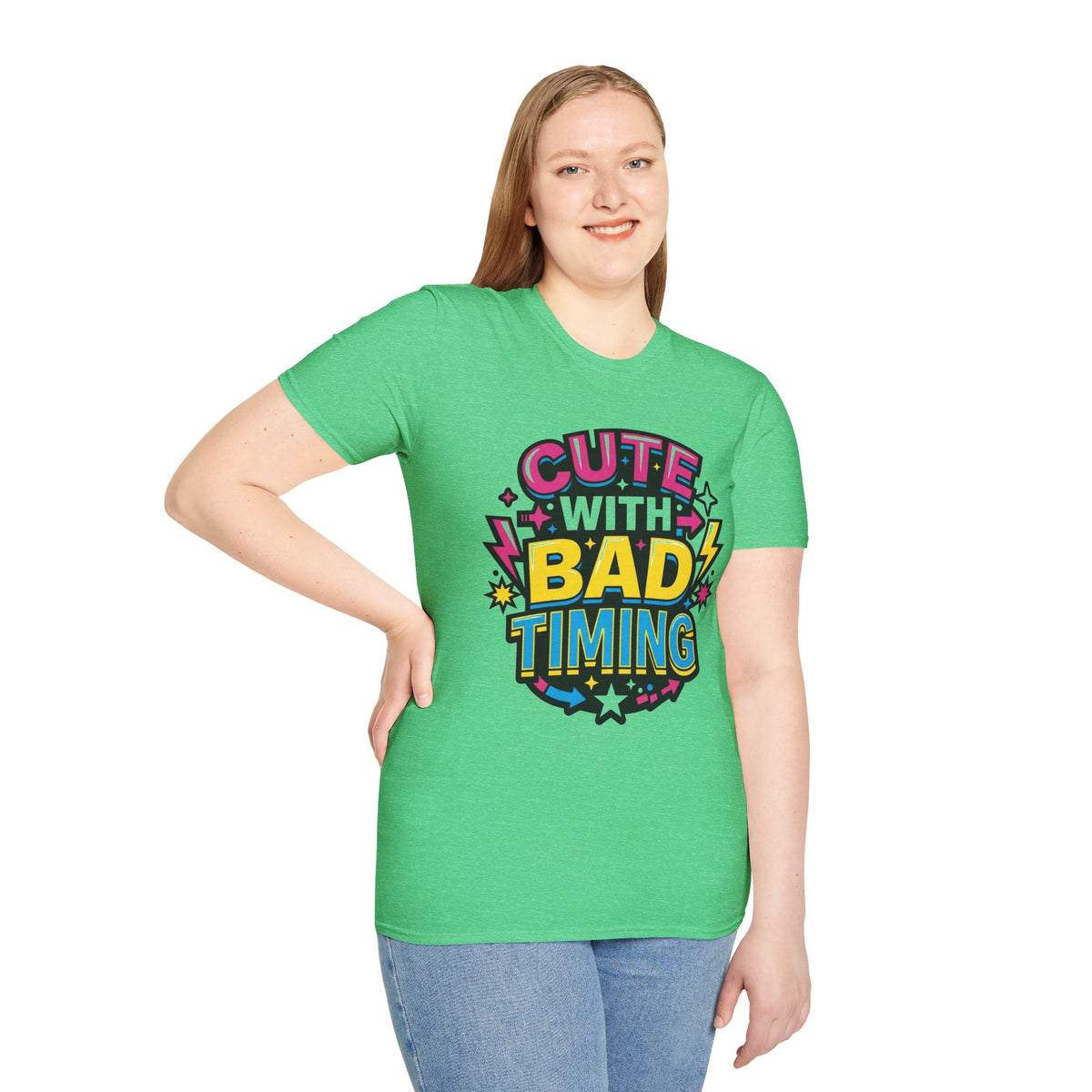 Cute But Bad Timing Graphic T-Shirt — Funny Retro Rainbow Tee - Trending Now - August 2026