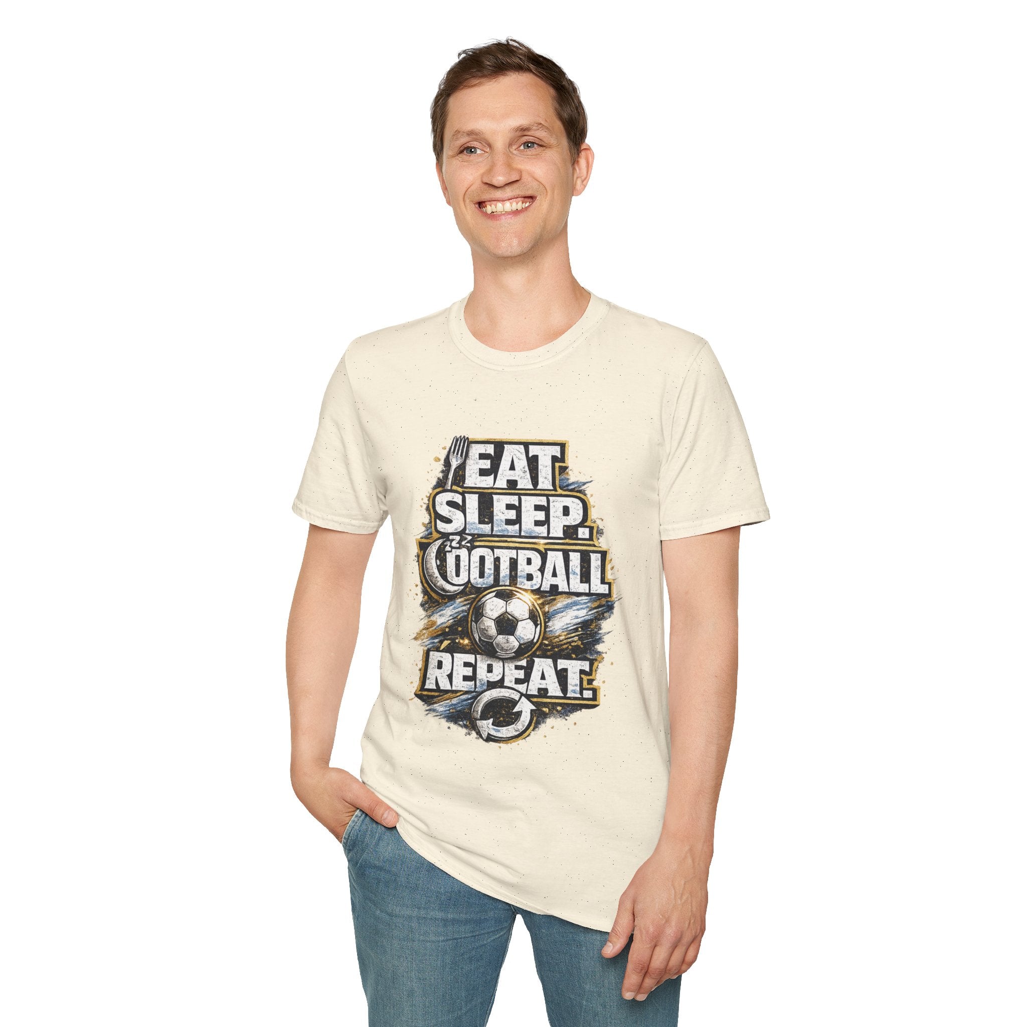 Football 'Eat Sleep Football Repeat' T-Shirt — Vintage Soccer Fan Tee