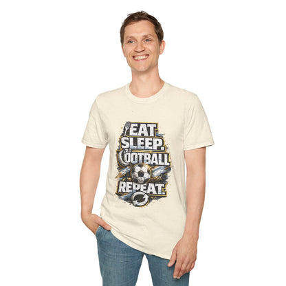 Football 'Eat Sleep Football Repeat' T-Shirt — Vintage Soccer Fan Tee