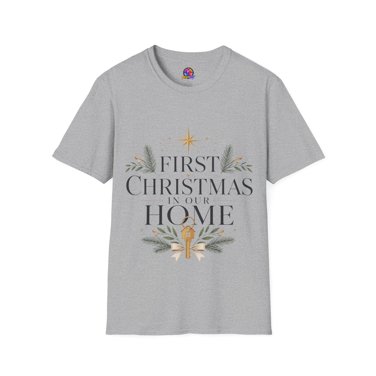 First Christmas T-Shirt — 'First Christmas in Our Home' Elegant Holiday Tee