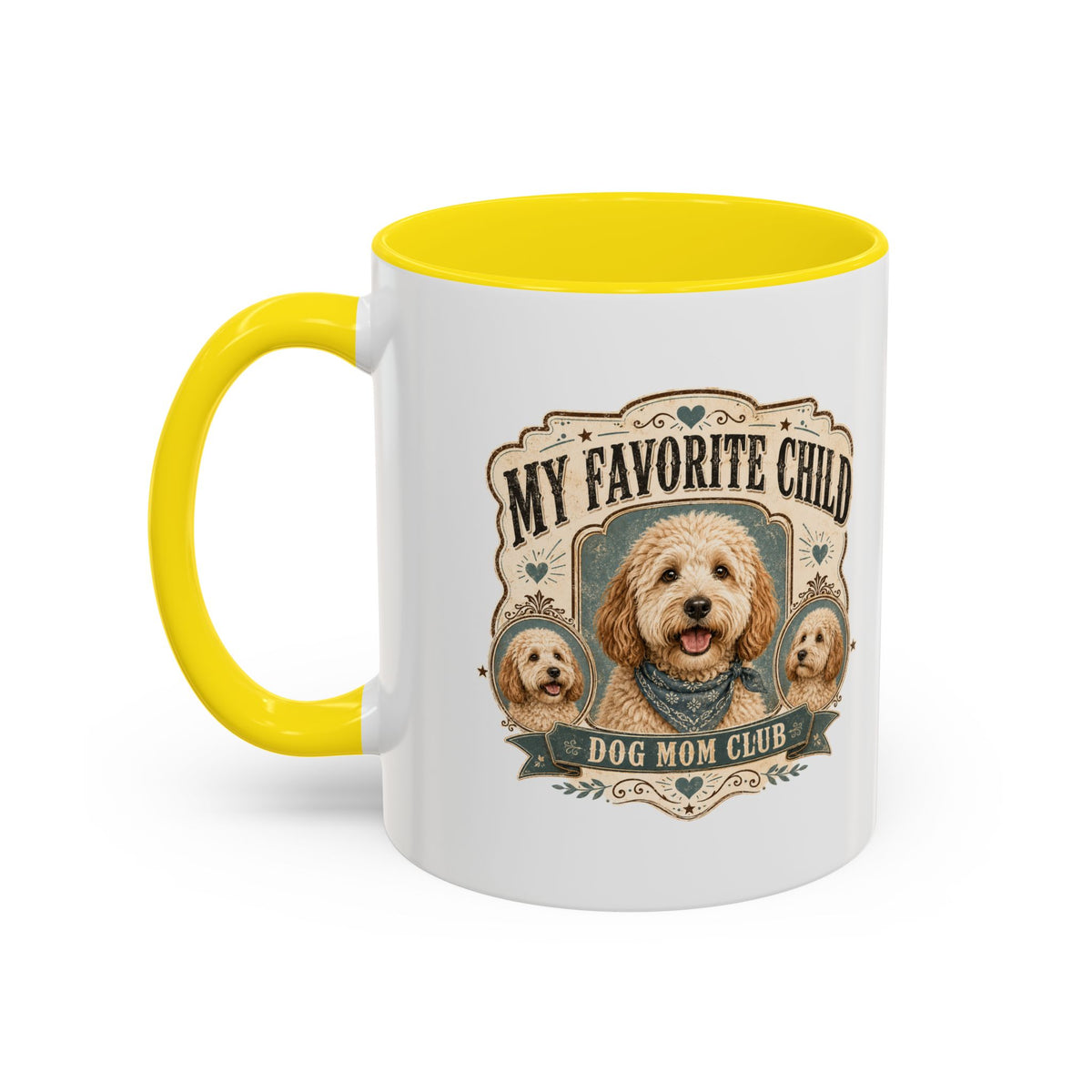 Milo Bailey Dog Dad Mom My Favorite Child Dog Mom Club Accent Coffee Mug – Cute Doodle Dog Mother's Day Gift