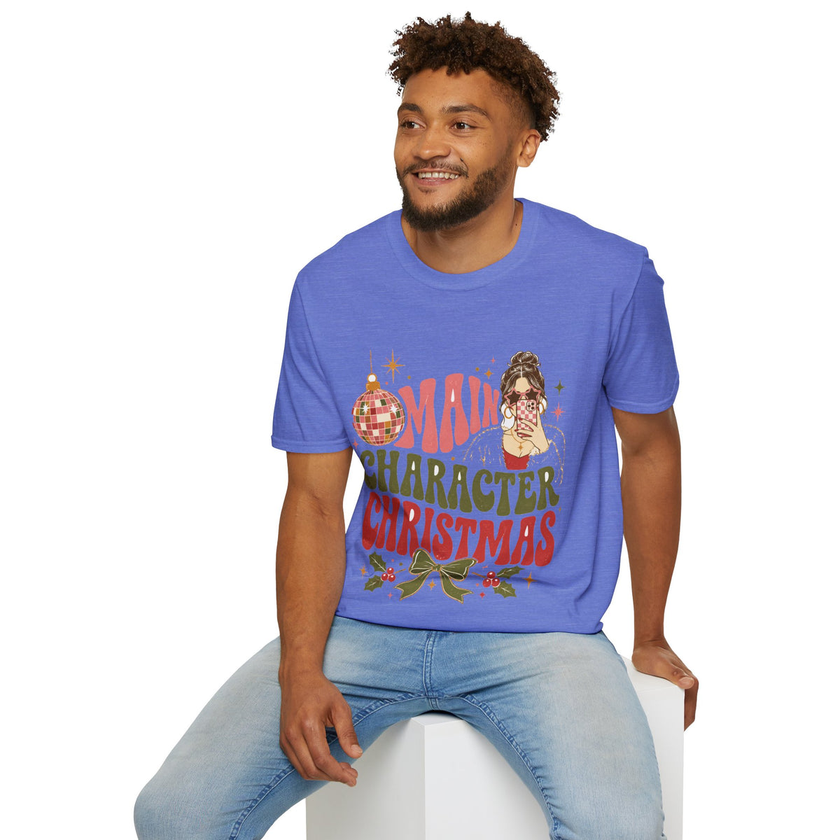 Christmas T-Shirt — "Main Character Christmas" Graphic Tee (Holiday Mom Aesthetic)