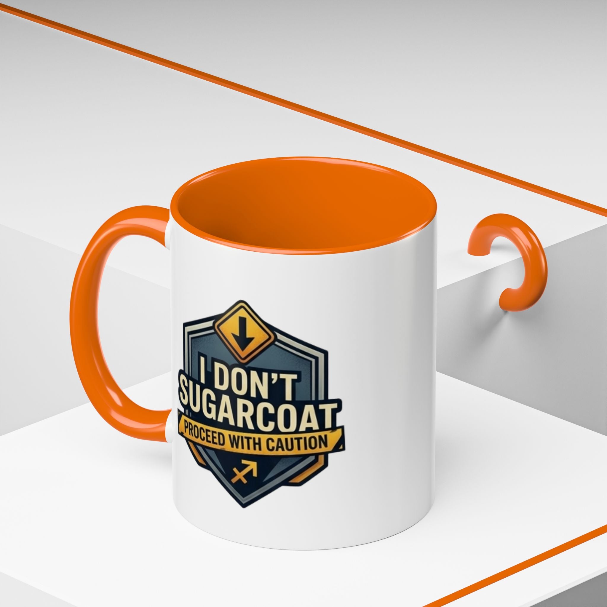 Accent Mug — "I Don’t Sugarcoat, Proceed With Caution" Coffee Cup