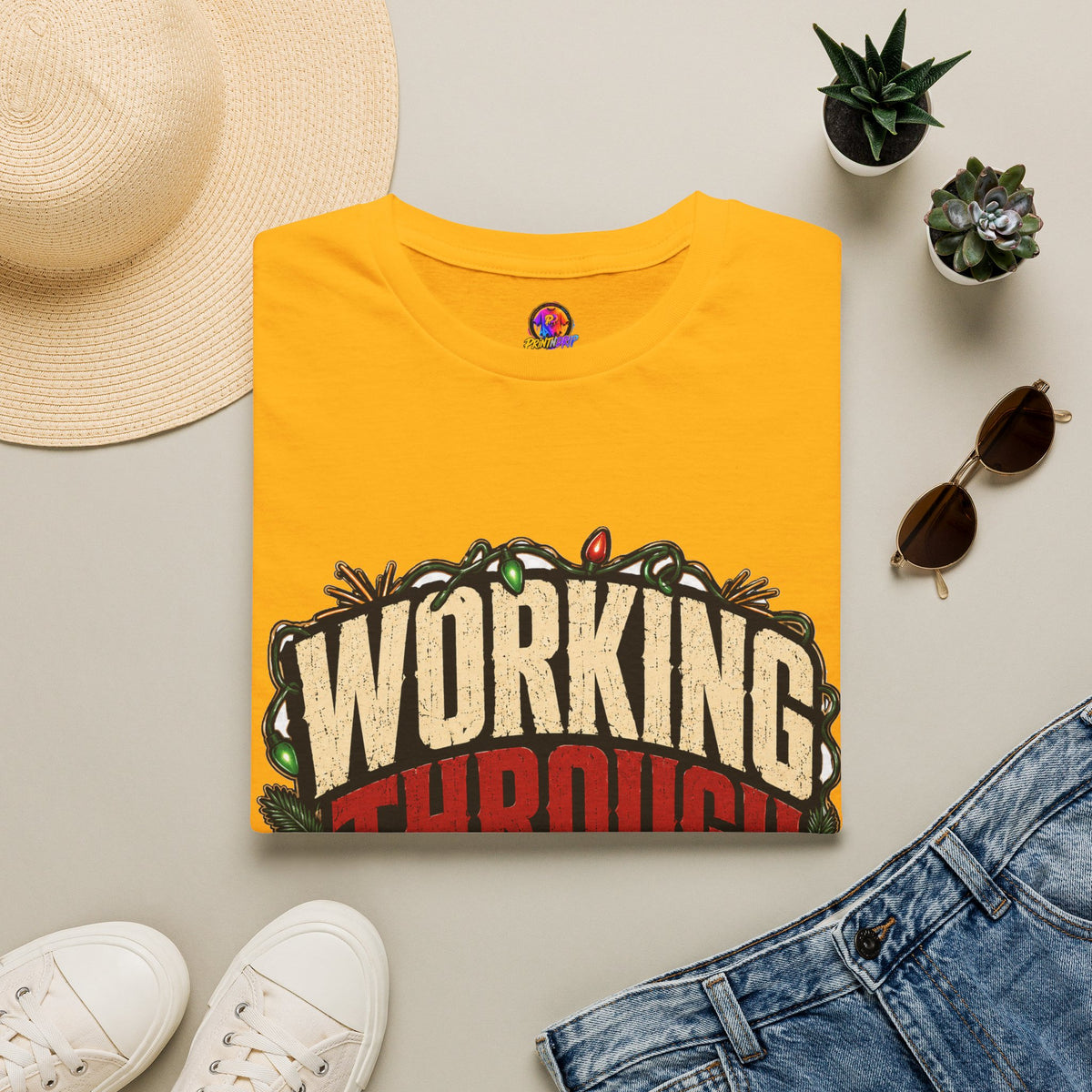 Working Through Christmas T-Shirt — Funny Holiday Nurse/Worker Gift