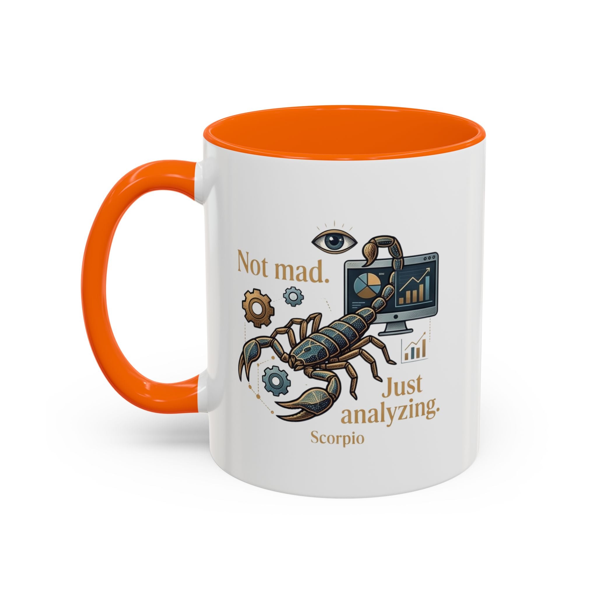 Scorpio Coffee Mug — "Not Mad. Just Analyzing." Accent 11/15oz