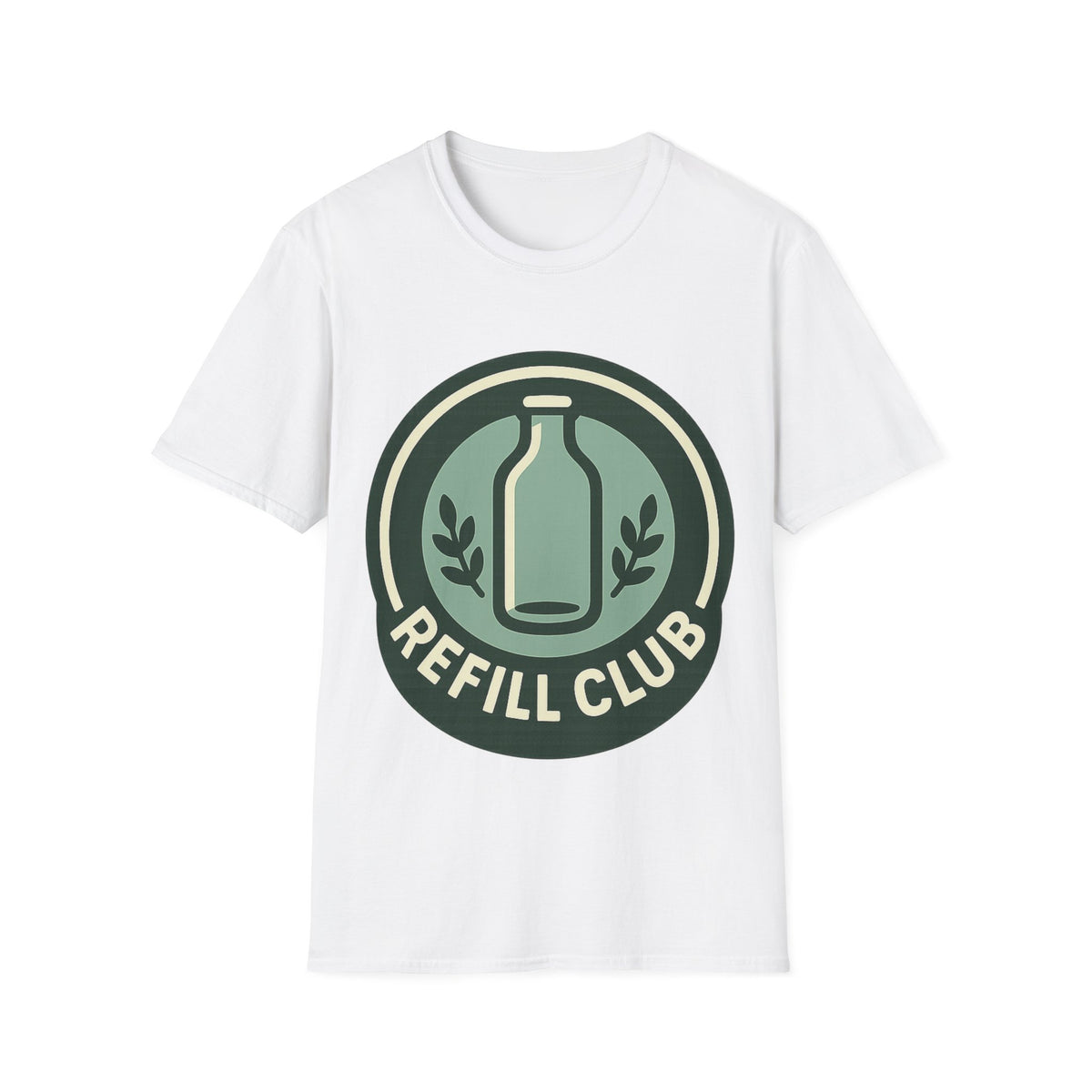 "Refill Club" Vintage Eco Friendly Emblem Tee - Retro Sustainable Zero Waste White T-Shirt - Trending Now - September 2026