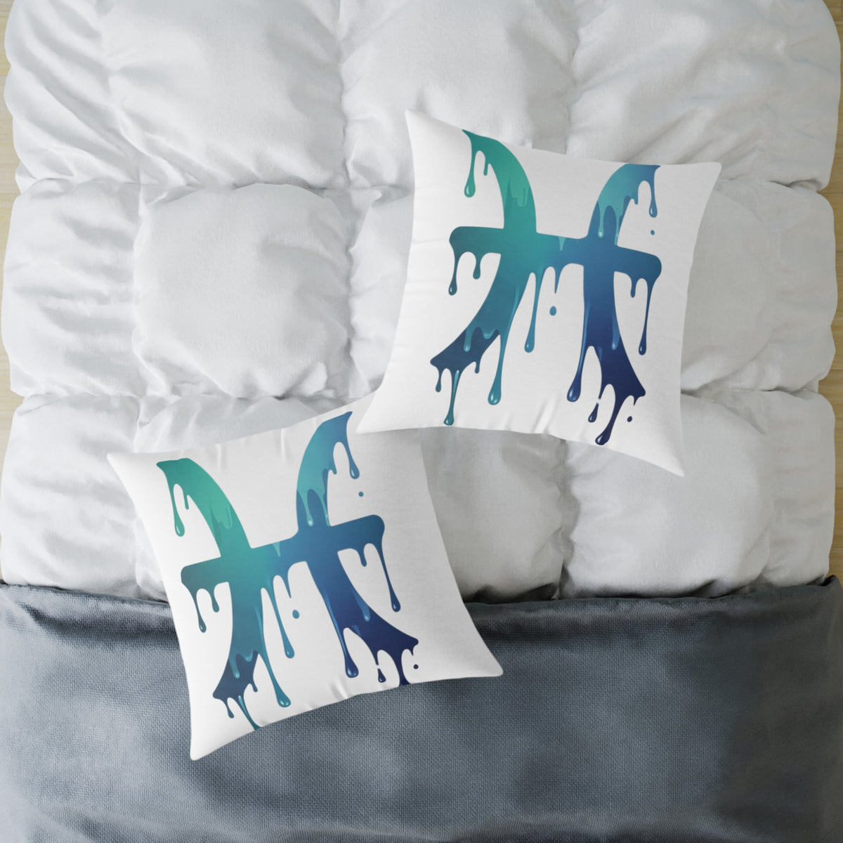 Dripping Zodiac Pisces Square Poly Canvas Pillow