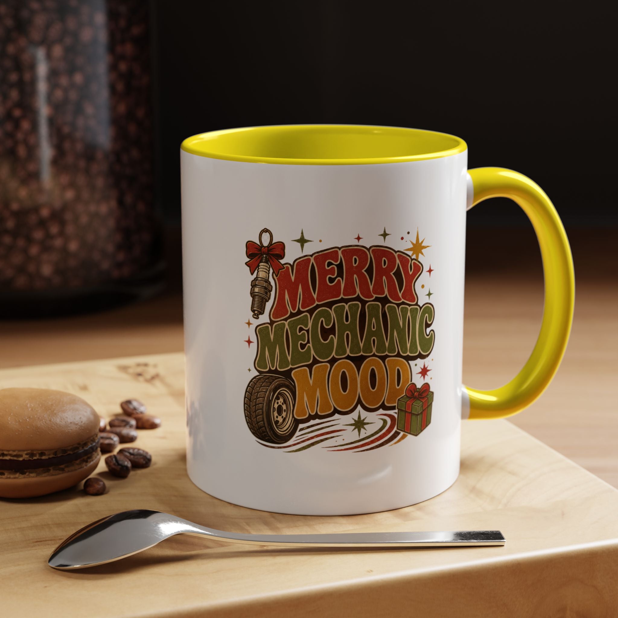 Modern Day Christmas Merry Mechanic Mood Coffee Mug — Holiday Auto Mechanic Gift
