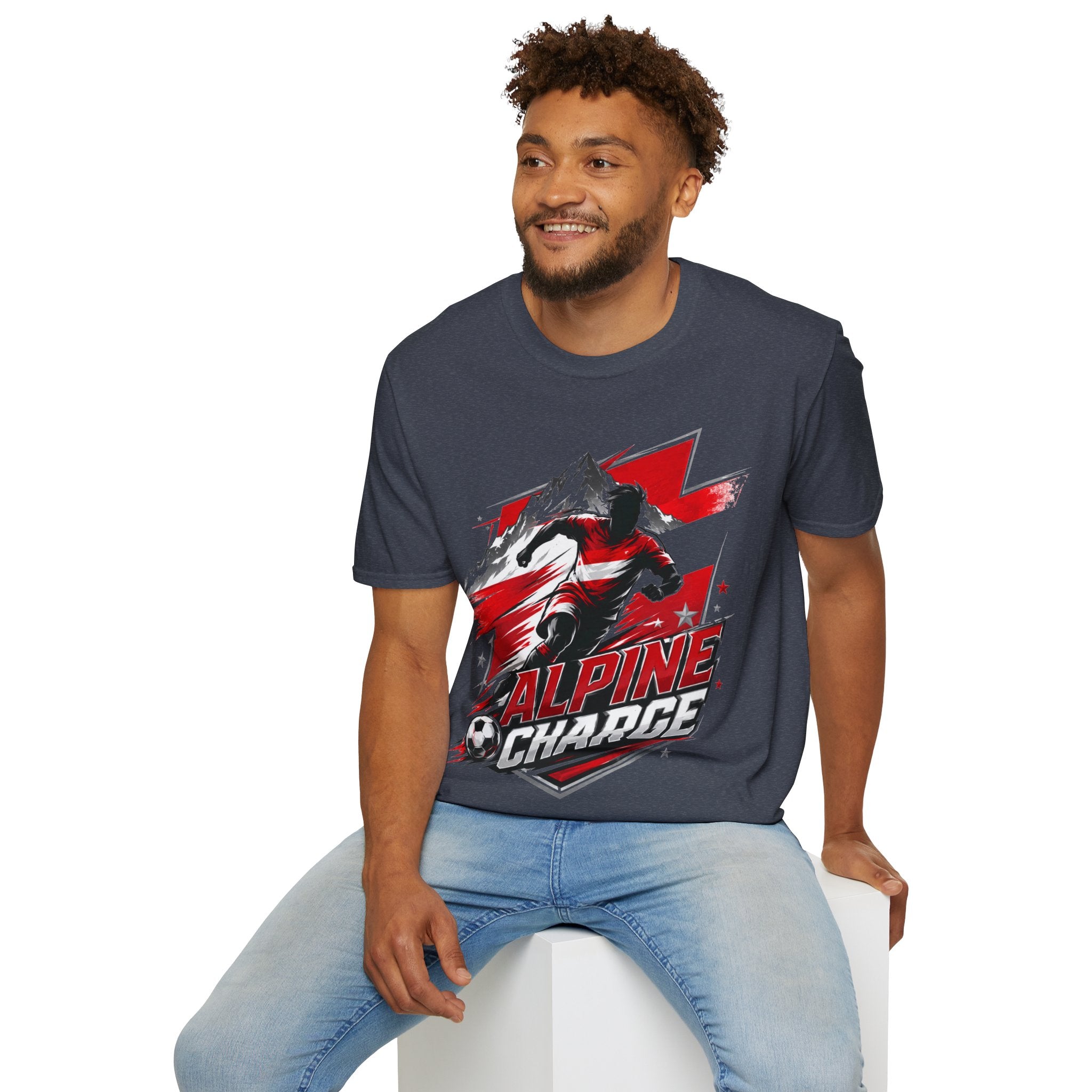 Austria  Alpine Charge Soccer T-Shirt — Mountain Football Graphic Tee -
