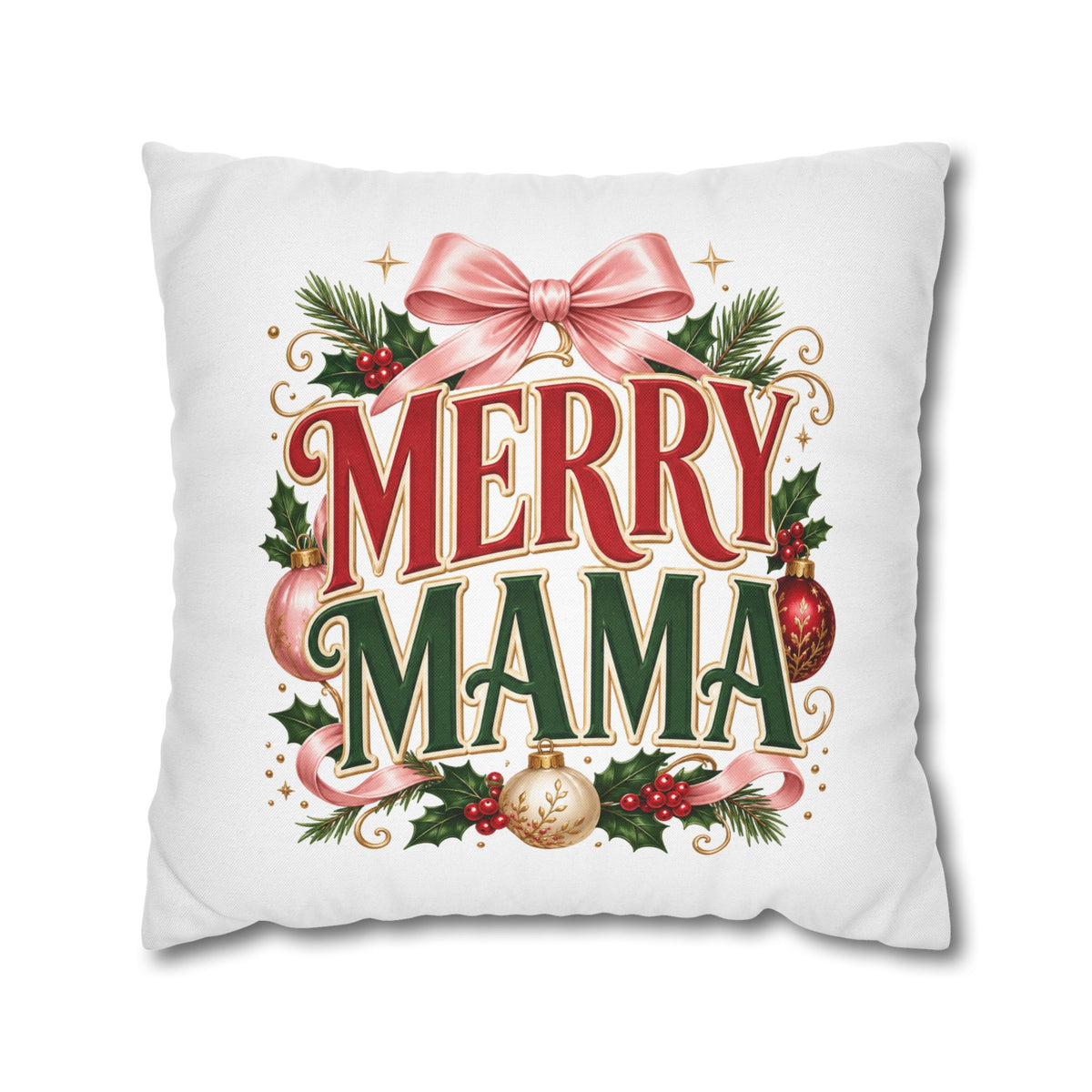 Merry Mama Christmas Pillowcase — Festive Holiday Decorative Pillow Cover