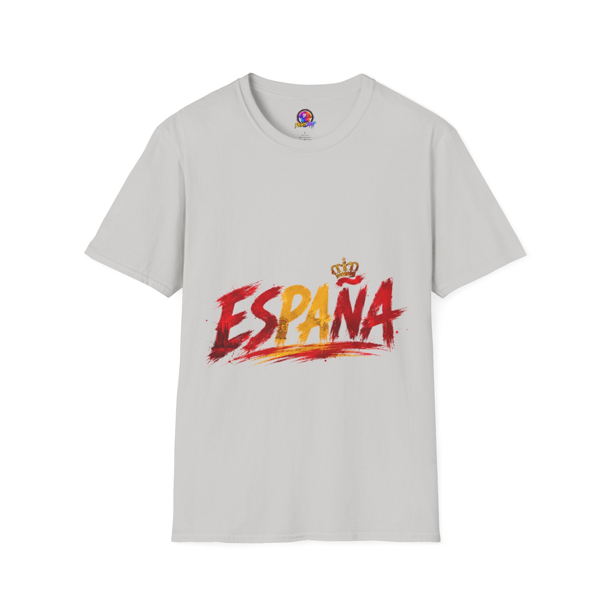 Spain  Graphic T-Shirt — Spanish Flag Brushstroke Design with Crown
