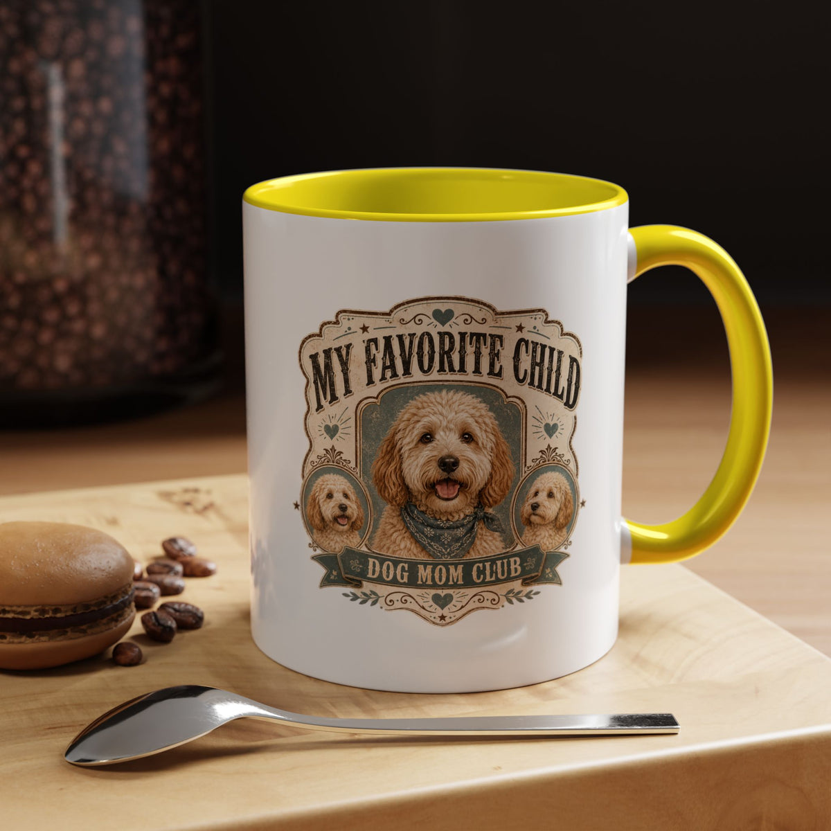 Milo Bailey Dog Dad Mom My Favorite Child Dog Mom Club Accent Coffee Mug – Cute Doodle Dog Mother's Day Gift