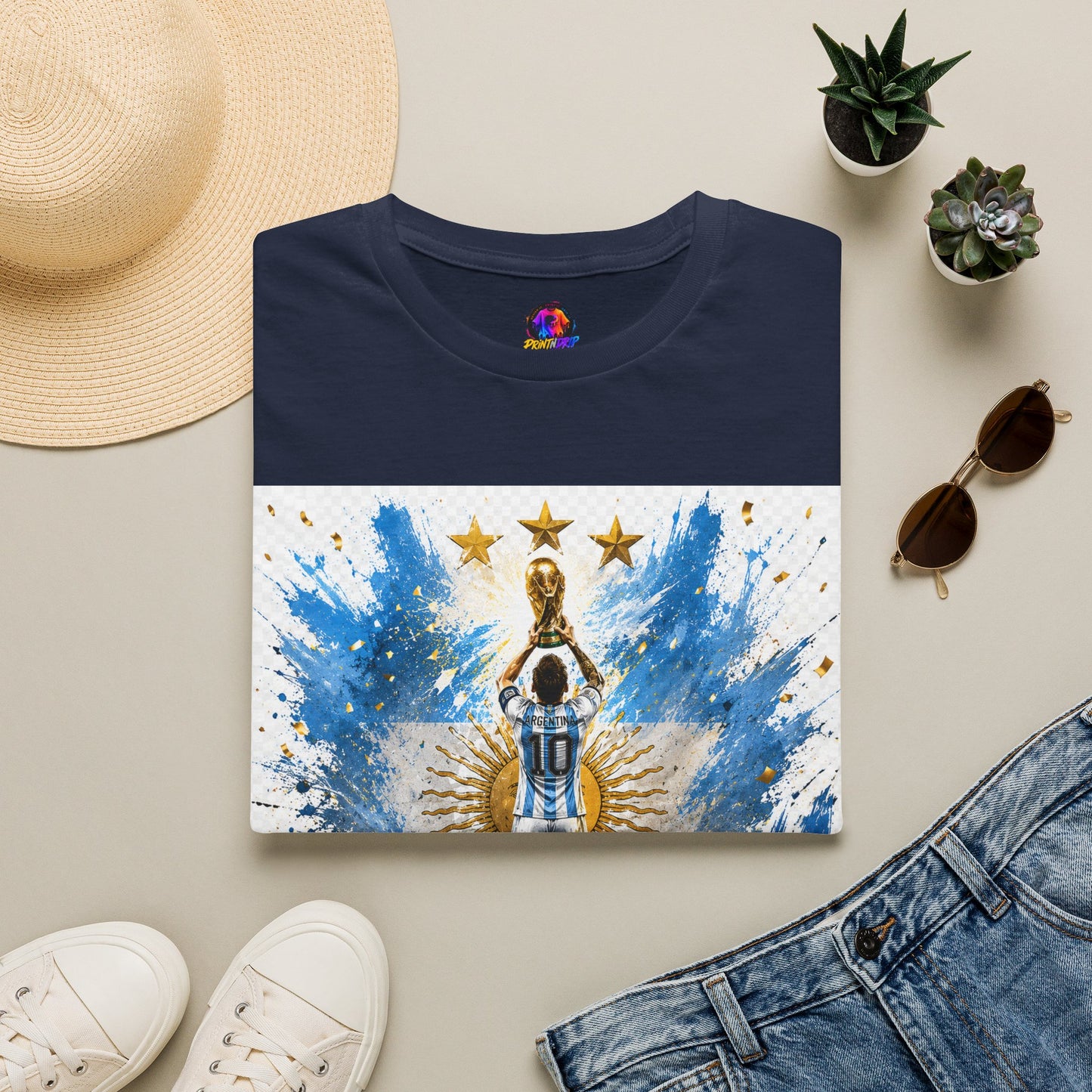 Argentina World Champions T‑Shirt — Soccer World Cup 3 Stars Tribute