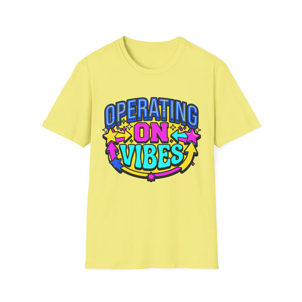 Operating On Good Vibes T-Shirt — Retro Rainbow Positive Energy Tee - Trending Now - August 2026