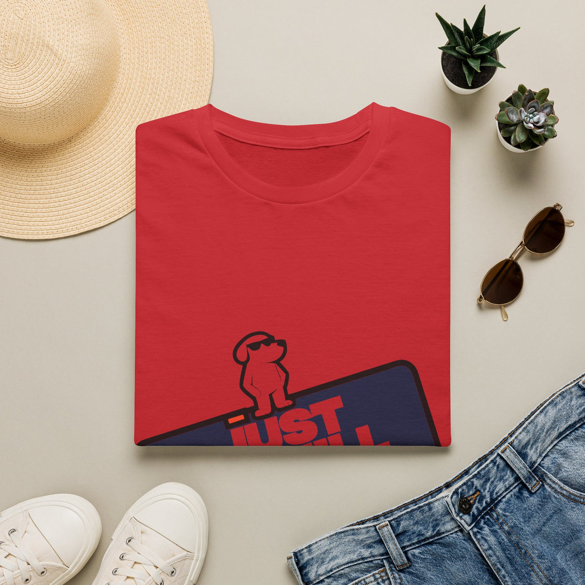 Just A Chill Guy Retro Block Text Tee - Funny Dog Meme Block Graphic T-Shirt - Trending Now - September 2026