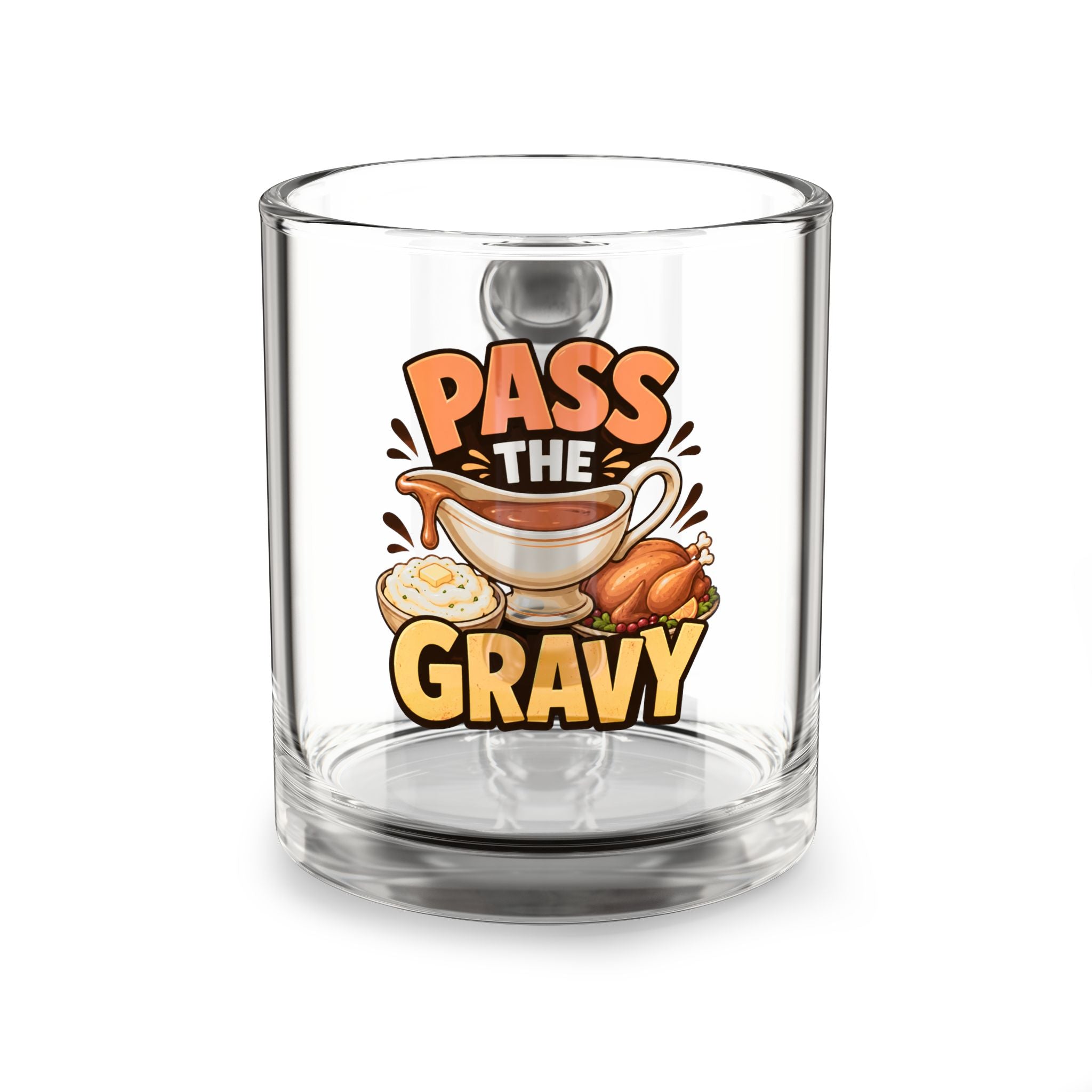 Pass the Gravy 10oz Glass Mug – Funny Thanksgiving Holiday Coffee Cup