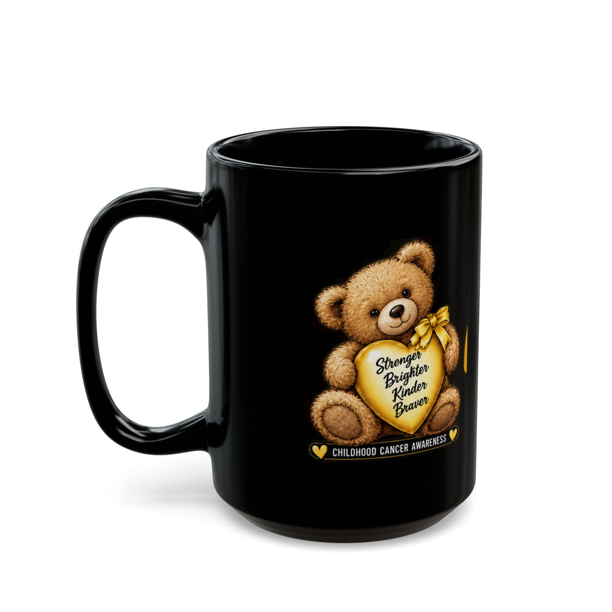 Childhood Cancer Awareness Teddy Bear Black Mug (11oz/15oz)