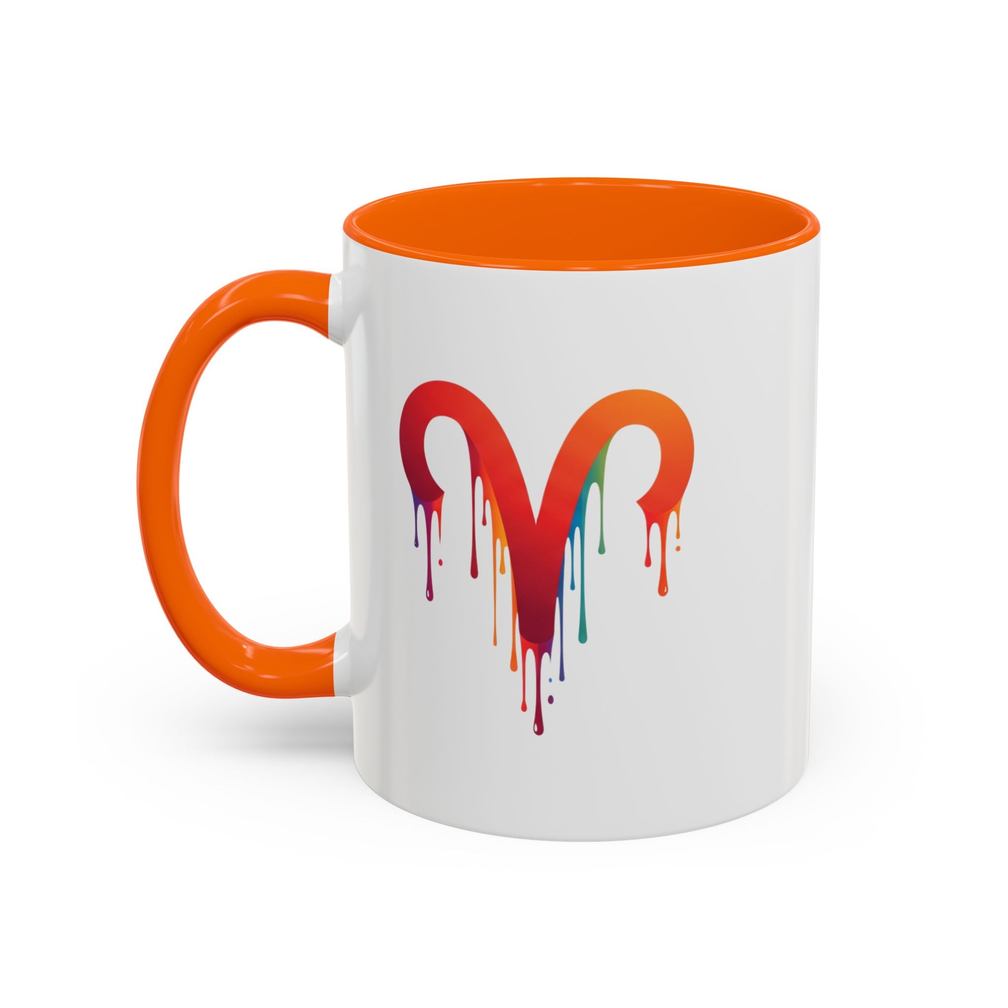 Rainbow Drip Heart Coffee Mug — Colorful Art Accent Mug