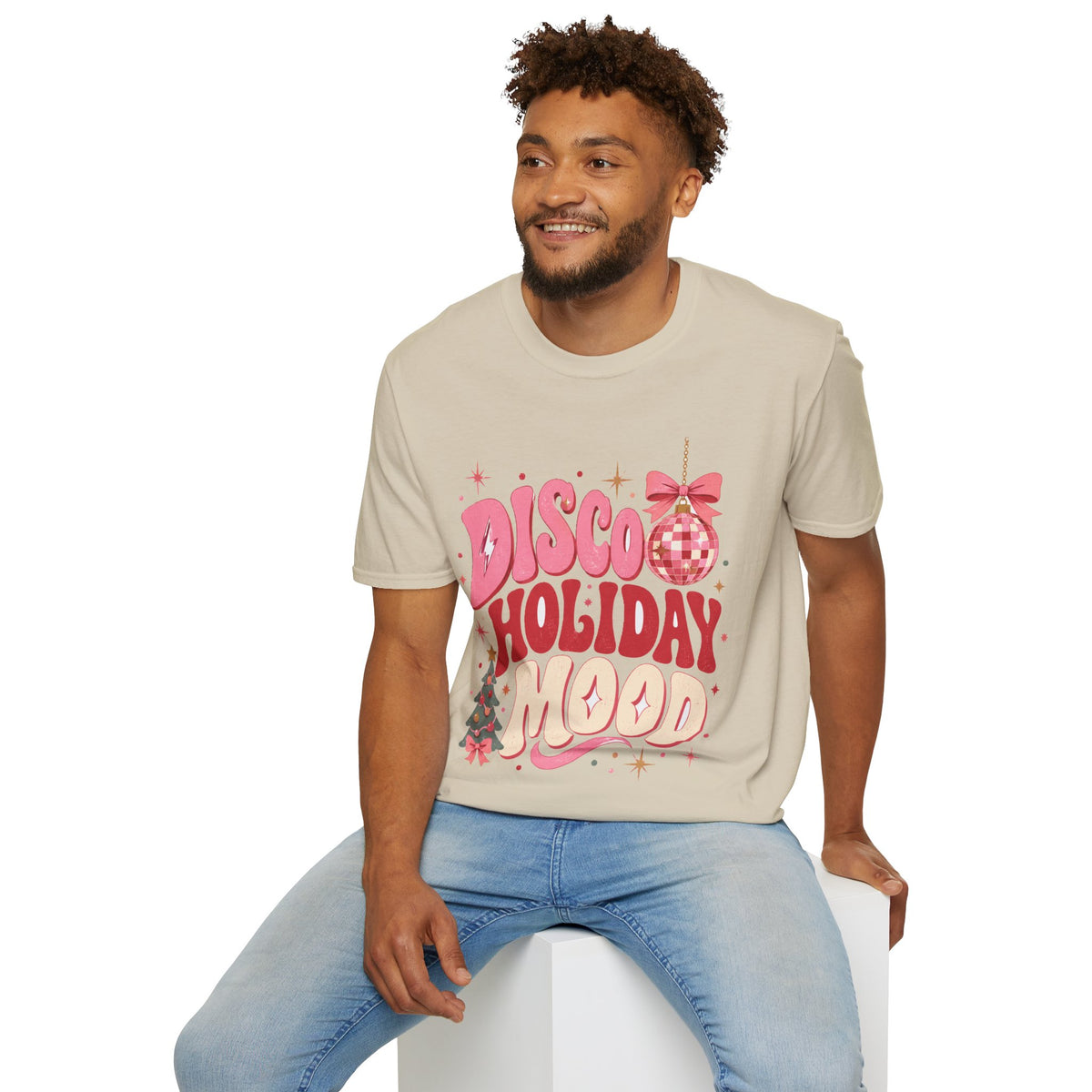 Disco Holiday T-Shirt — Retro Pink Disco Ball Christmas Tee