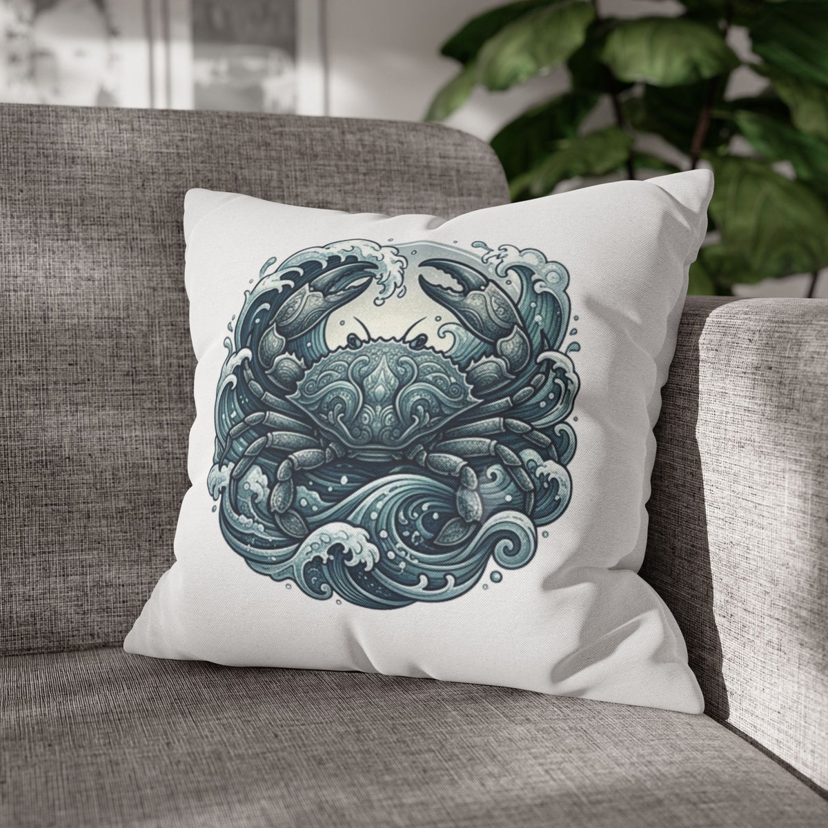 Cancer Zodiac Ocean Crab Decorative Pillowcase — Nautical Coastal Accent