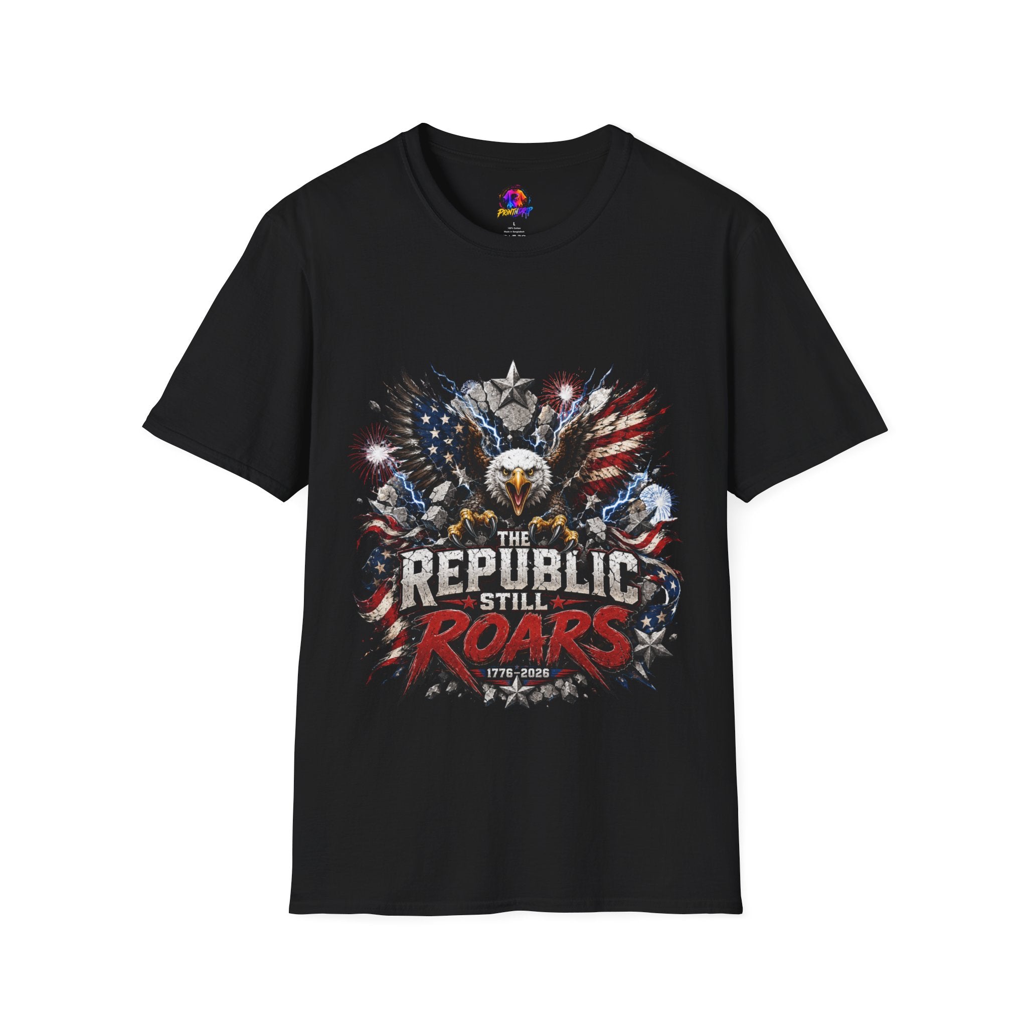 Patriotic Eagle T-Shirt — "The Republic Still Roars" | American Flag Graphic