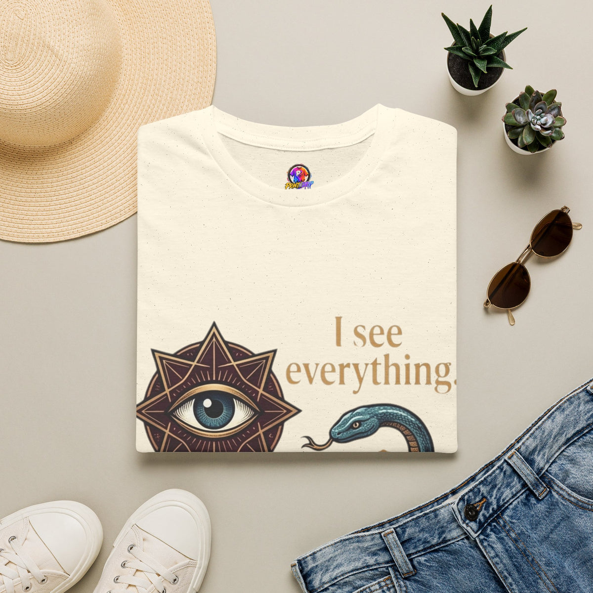 Scorpio “I See Everything” Zodiac T‑Shirt — Astrological Snake & All‑Seeing Eye Design