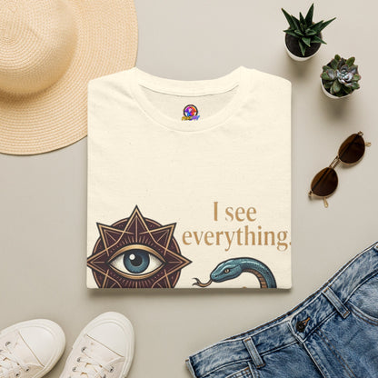 Scorpio “I See Everything” Zodiac T‑Shirt — Astrological Snake & All‑Seeing Eye Design