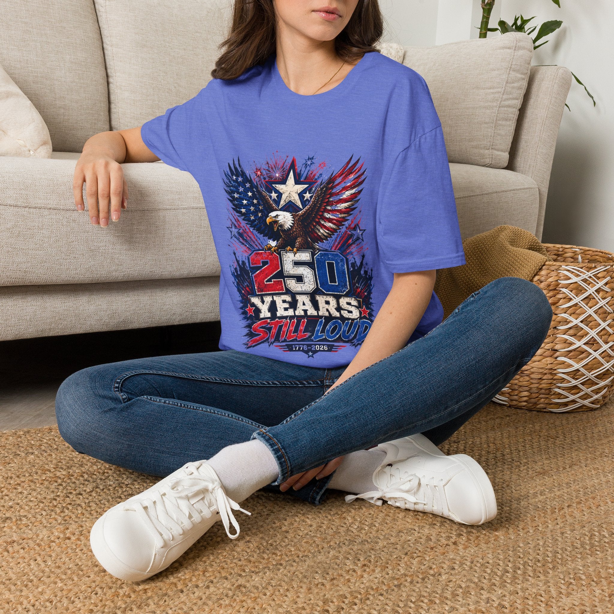 T-Shirt — Patriotic Eagle "250 Years Still Loud" American Flag Tee