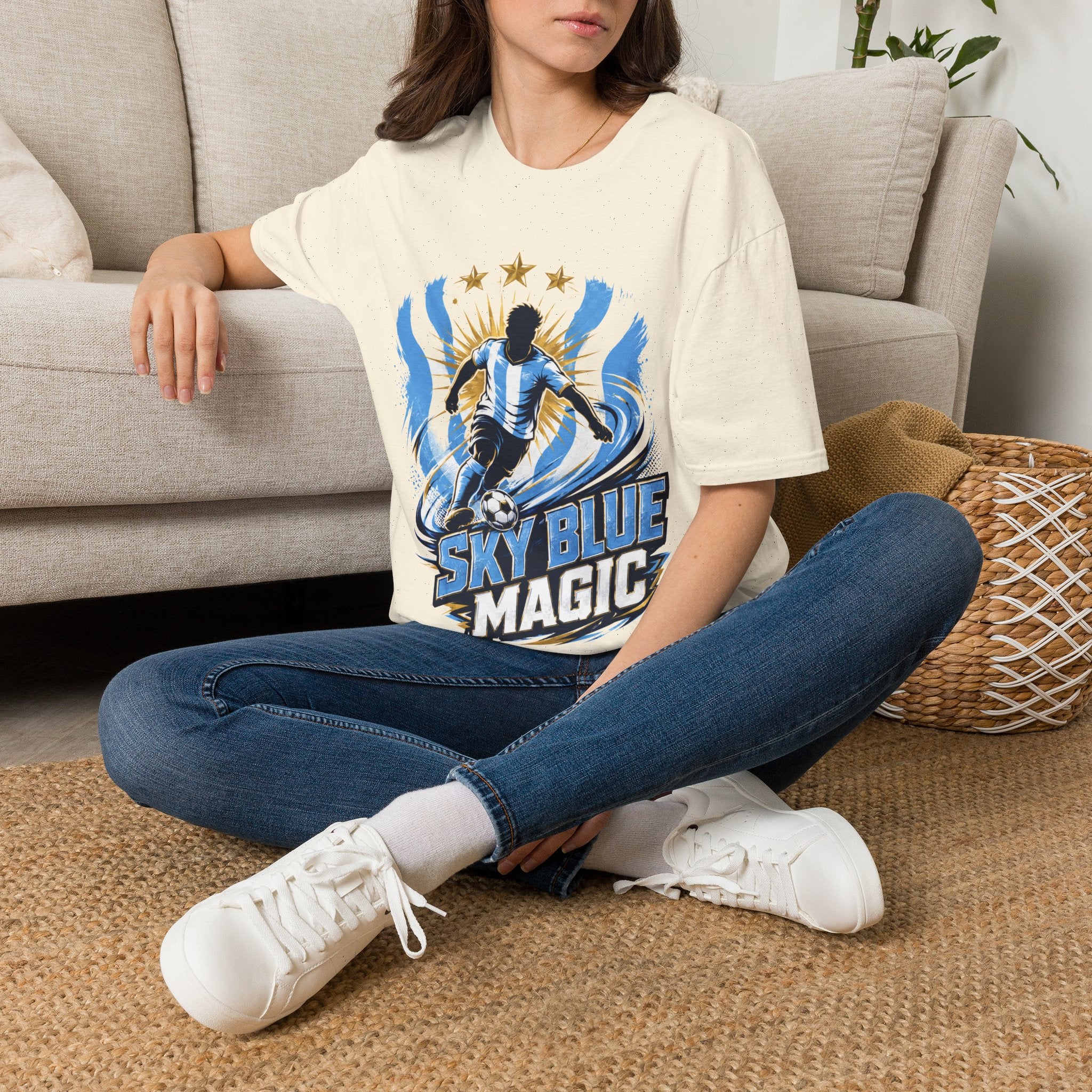 Argentina Sky Blue Magic Soccer T-Shirt — Argentinian Football Player Graphic Tee