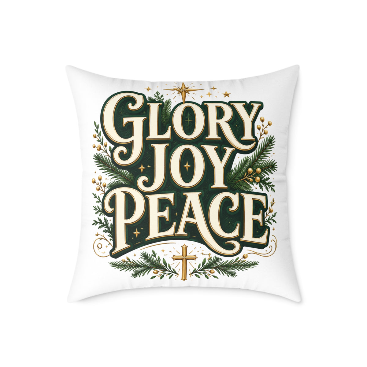 Glory Joy Peace Christmas Pillow – Festive Faith Holiday Throw Pillow