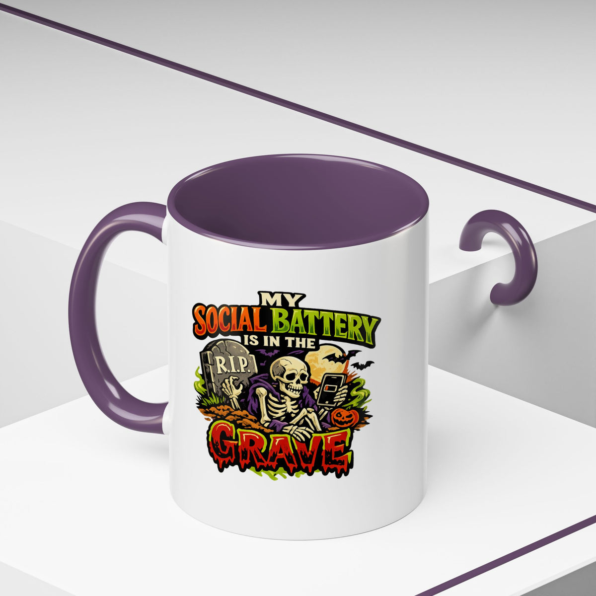 Halloween  Social Battery Is Low Accent Coffee Mug