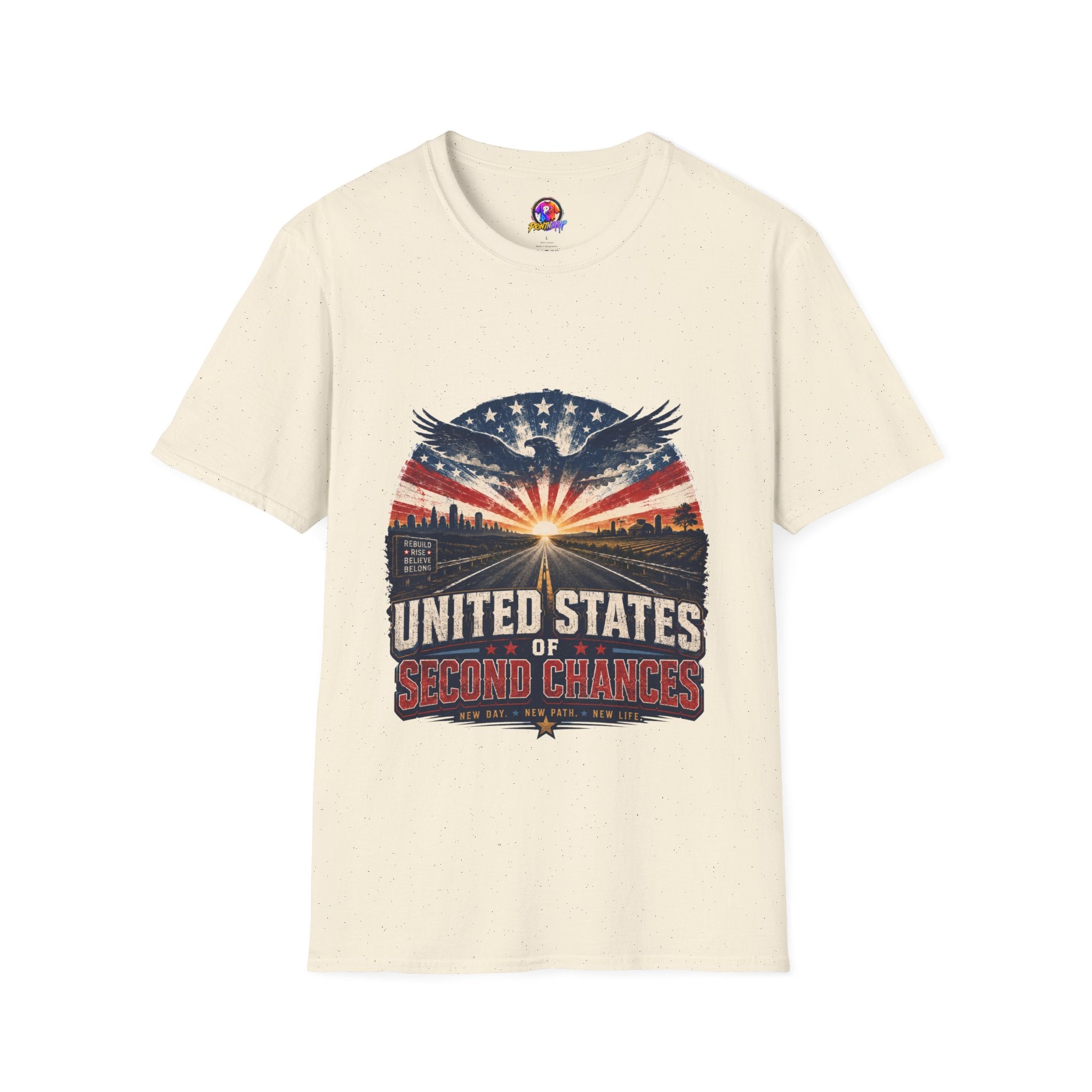 Patriotic Eagle T-Shirt — United States Skyline Vintage Flag Design
