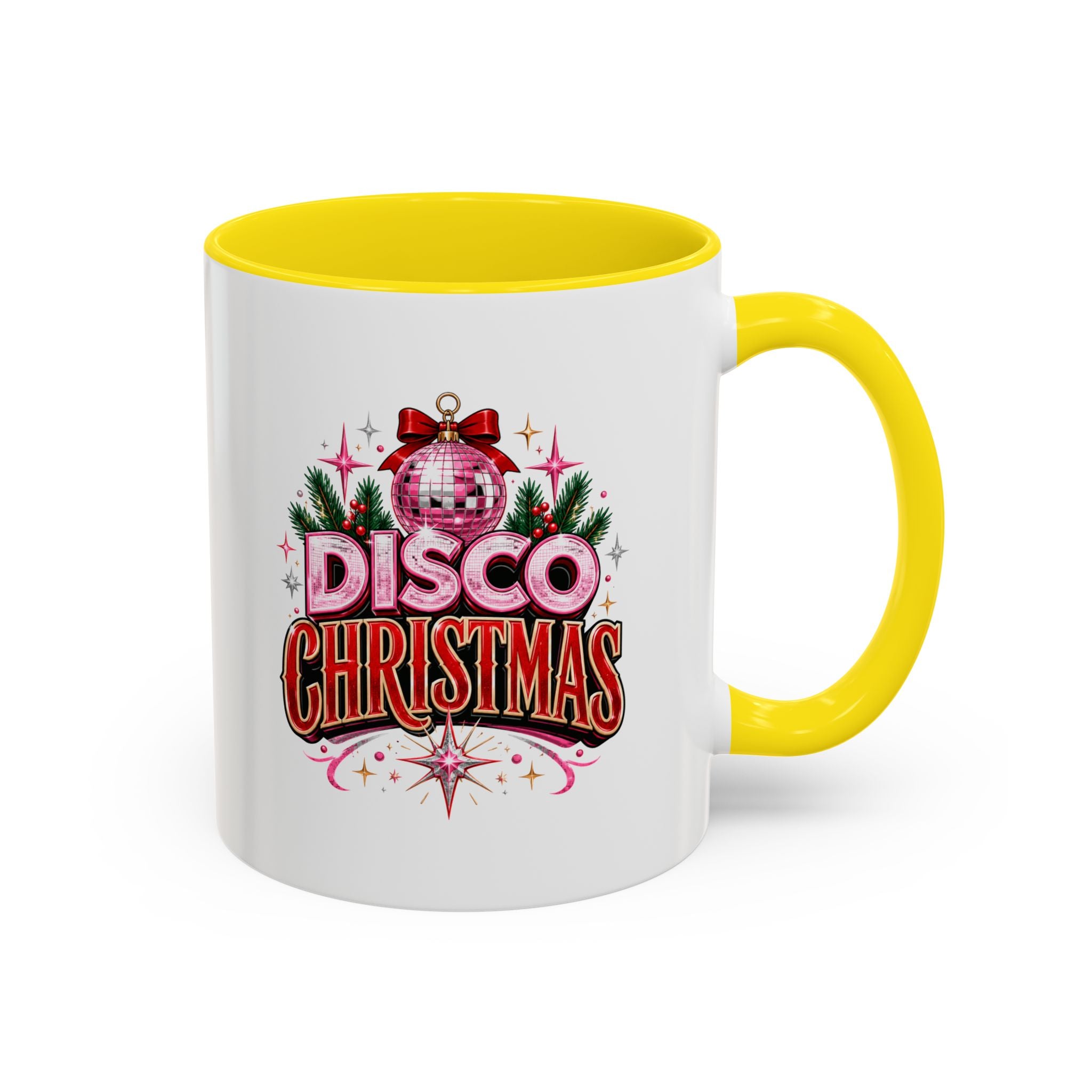 Disco Christmas Coffee Mug — Retro Holiday Disco Ball Christmas Tree Accent Mug