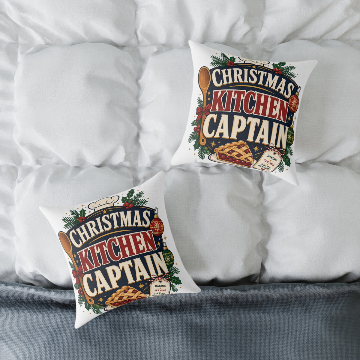 Christmas Kitchen Captain Modern Day Christmas Square Poly Canvas Pillow