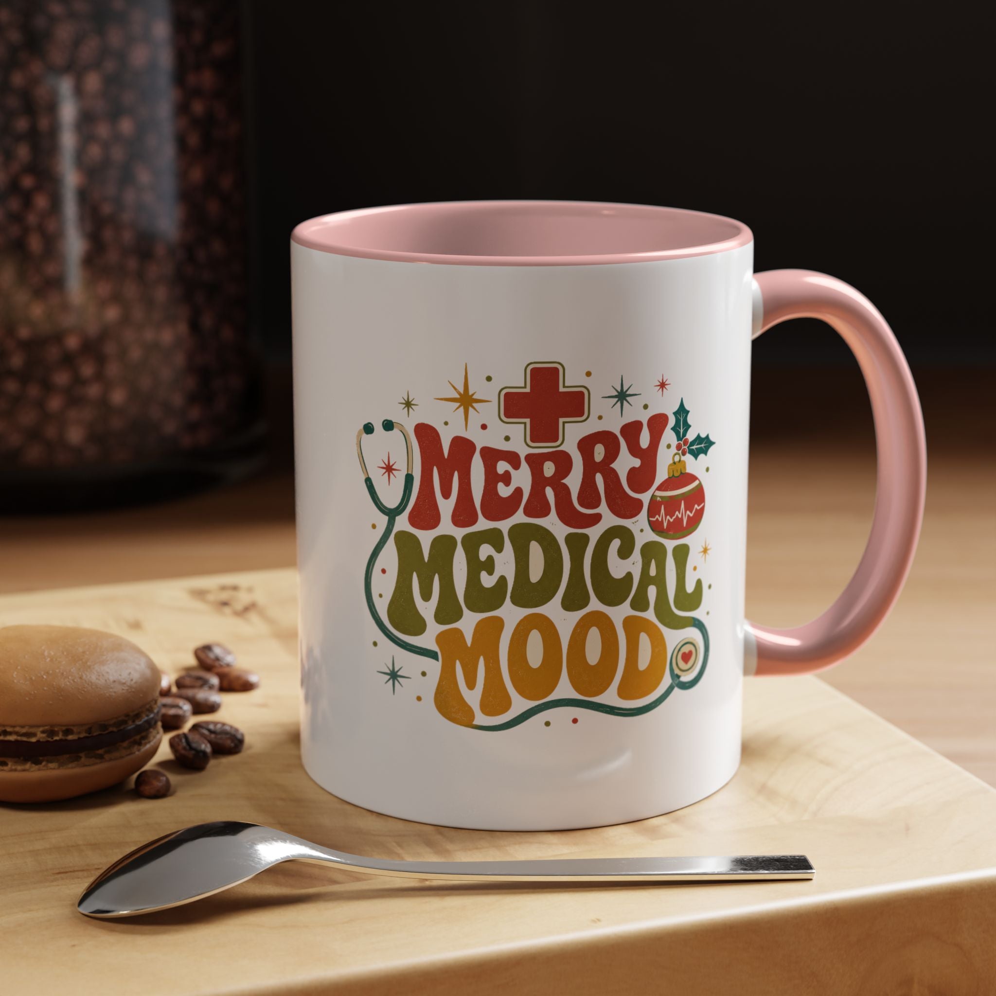 Modern Day Christmas Merry Medical Mood Accent Coffee Mug — Holiday Nurse & Doctor Gift