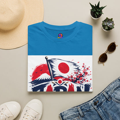 Japan Soccer T-Shirt — Japanese Flag & Cherry Blossom Football Graphic