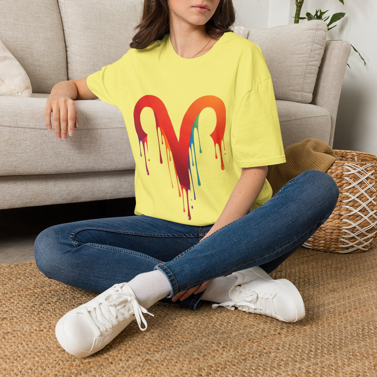 Aries Rainbow Drip T-Shirt — Colorful Dripping Zodiac Graphic Tee