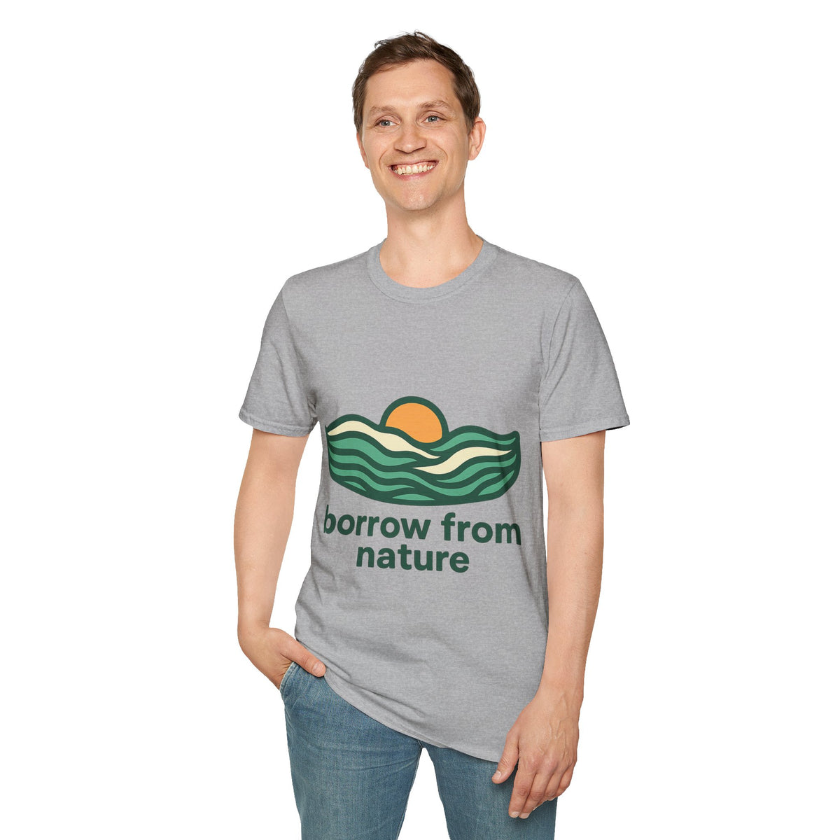 Borrow From Nature T-Shirt — Retro Sunset Eco Graphic Tee - Trending Now - September 2026
