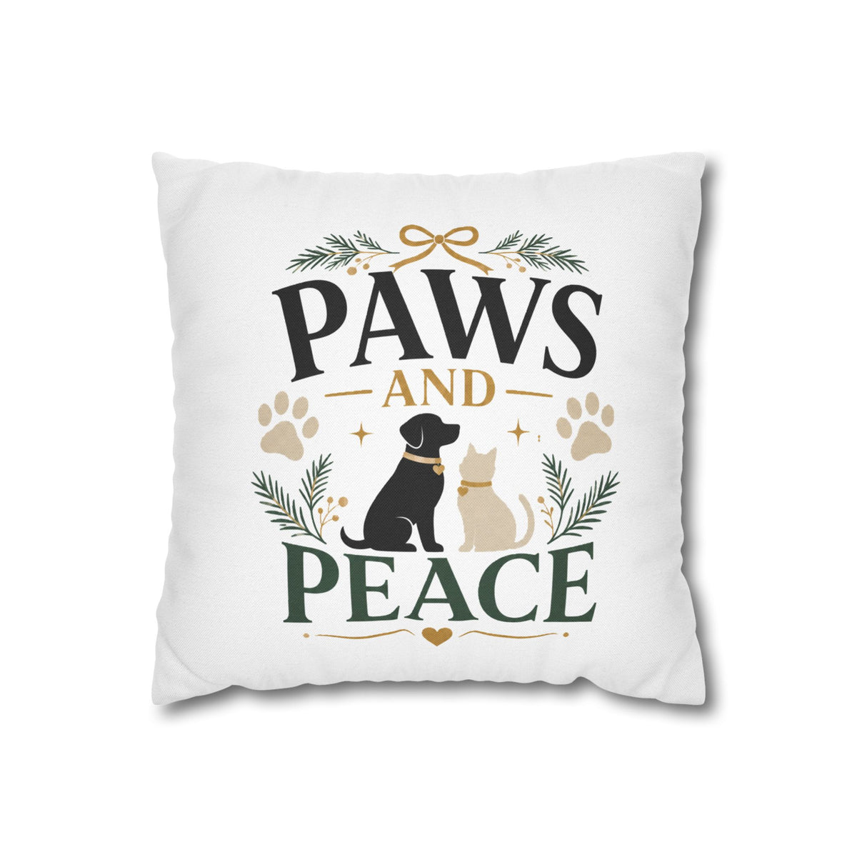 Christmas Paws and Peace Throw Pillowcase — Pet Holiday Decorative Cushion Cover