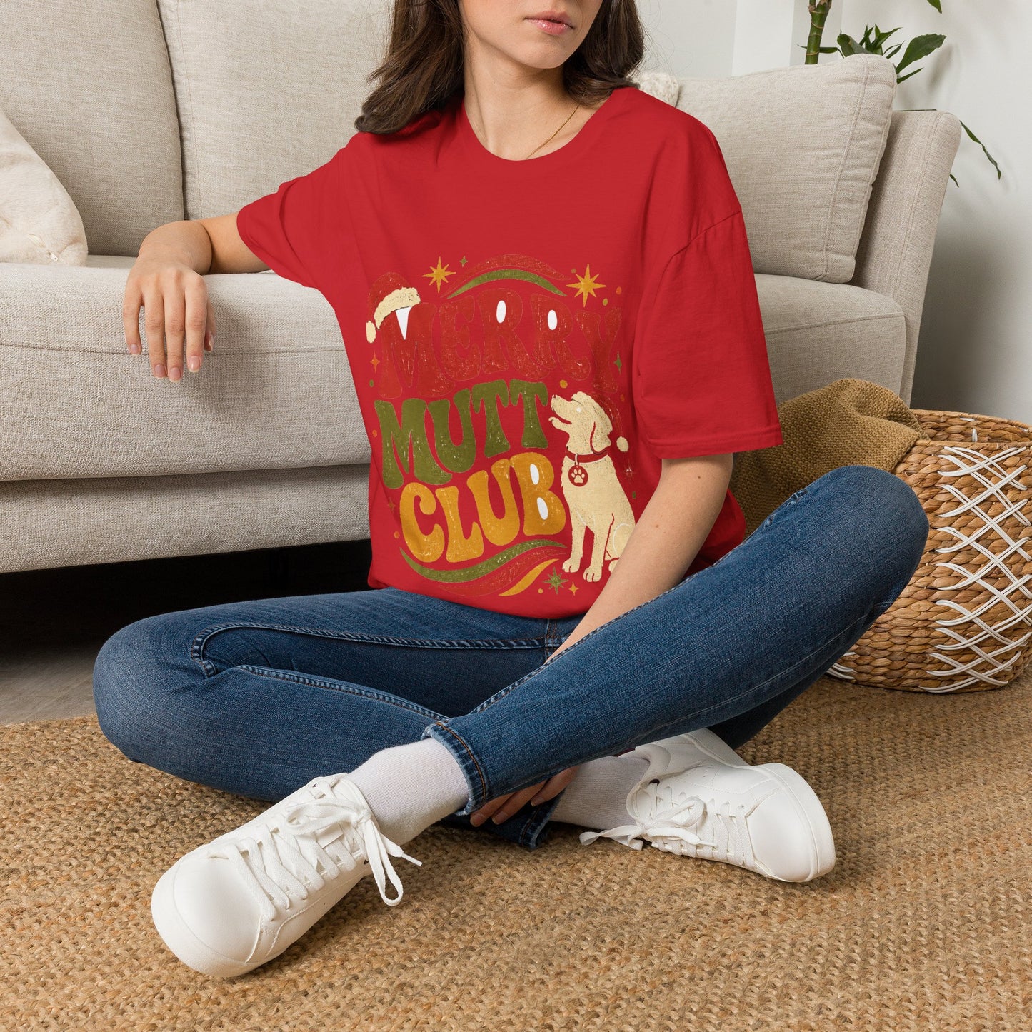 Merry Mutt Club T-Shirt — Retro Christmas Dog Lover Tee