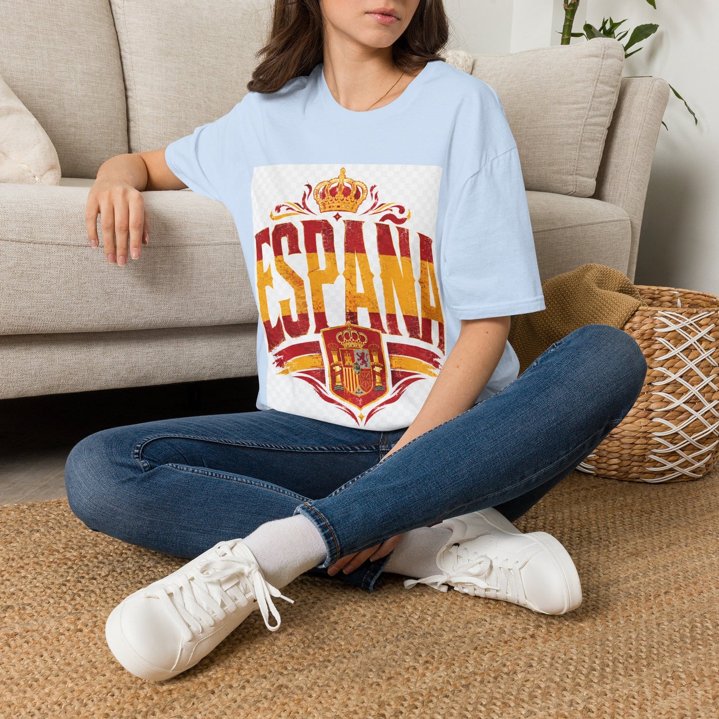 Spain Crown Graphic T-Shirt — Spanish Flag Vintage Crest Tee