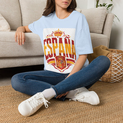 Spain Crown Graphic T-Shirt — Spanish Flag Vintage Crest Tee