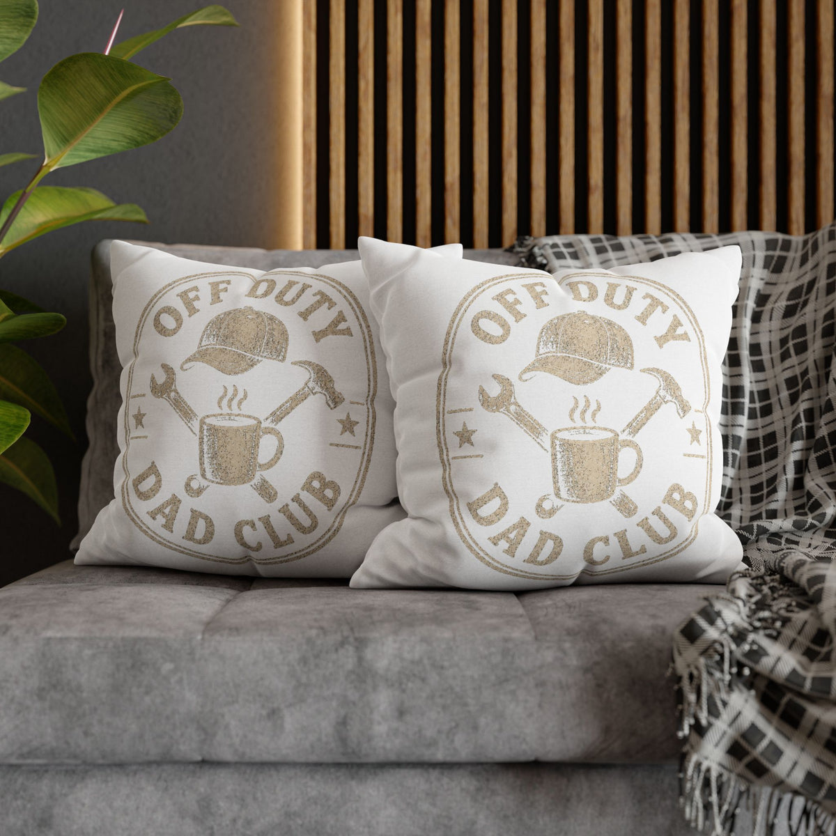 Off Duty Dad Club Pillowcase — Decorative Throw Pillow Cover for Father’s Day Milo Bailey Dog Dad Mom