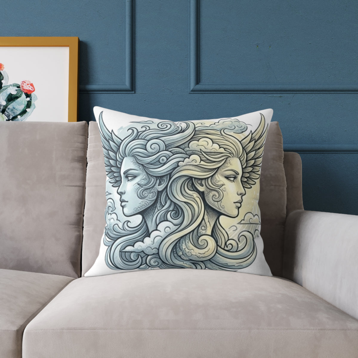 Gemini Zodiac Astrological Double Face Square Poly Canvas Pillow