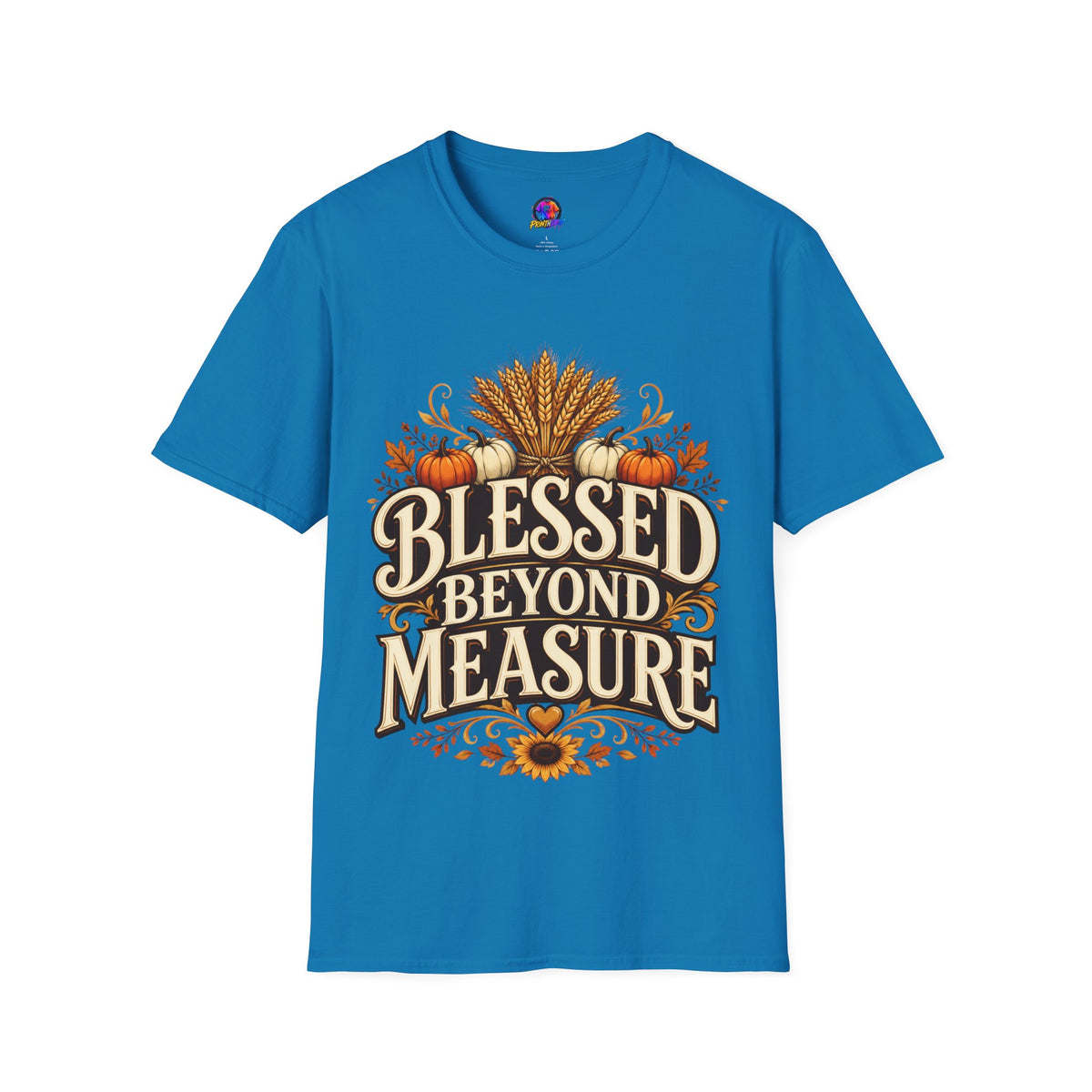 Thanksgiving T-Shirt Blessed Beyond Measure T-Shirt — Fall Harvest Pumpkin & Wheat Tee
